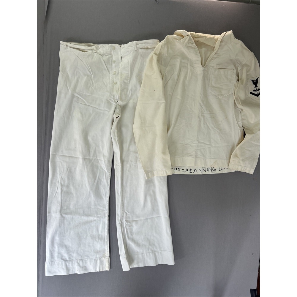 Korean War US Navy AD3 Aviation Machinist Mate White Uniform Named Lanning